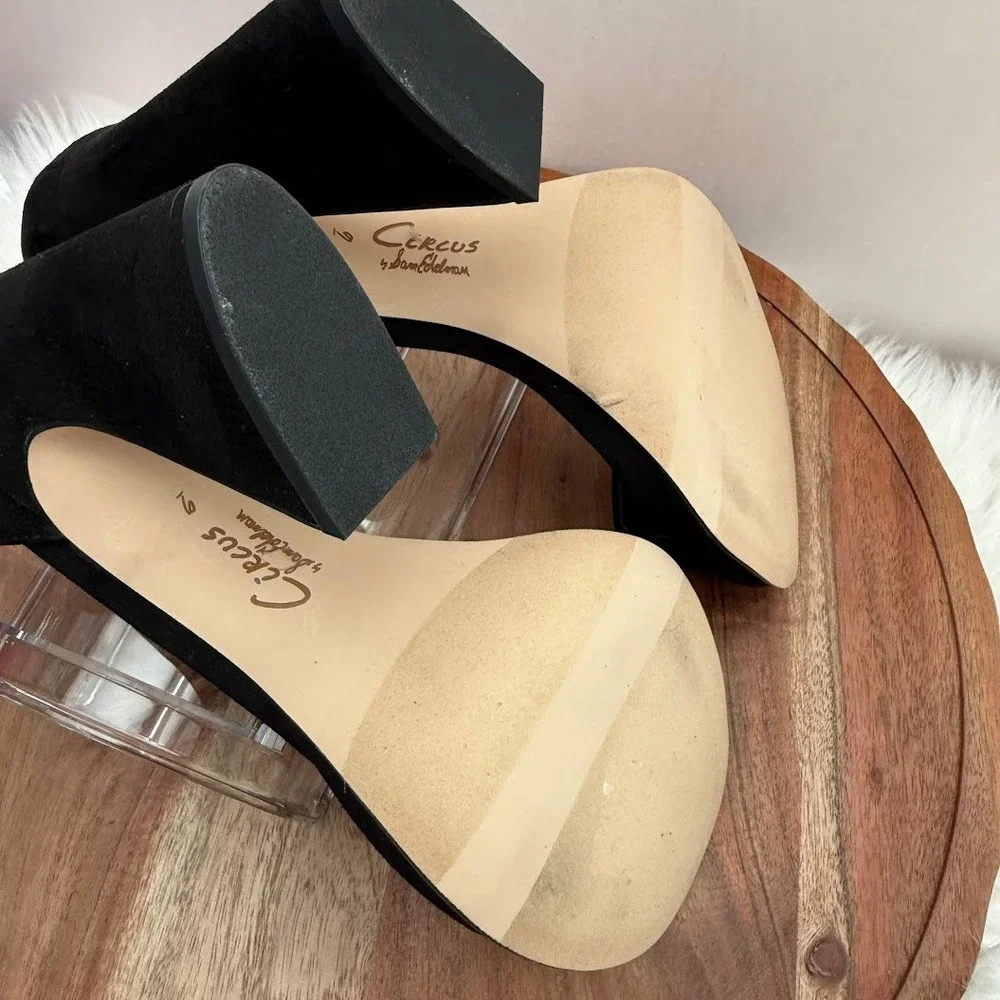 Circus NY Holmes Black Suede Platform Sandals Flared Block‎ Heel Wmns 9M EUR 40